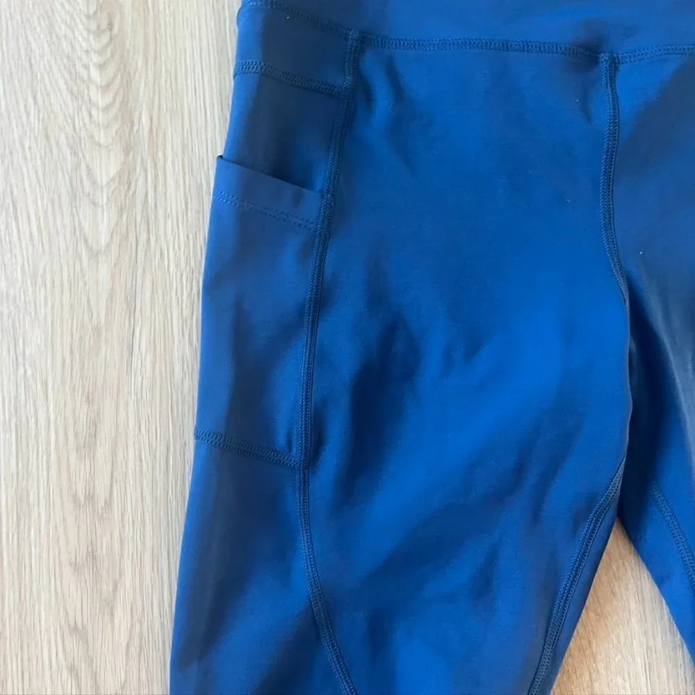 ** Zyia Active Navy Blue Pocket Brilliant Hi Rise Leggings Size 12 crop